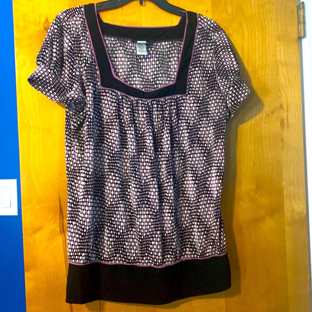 Pink and black dot blouse
